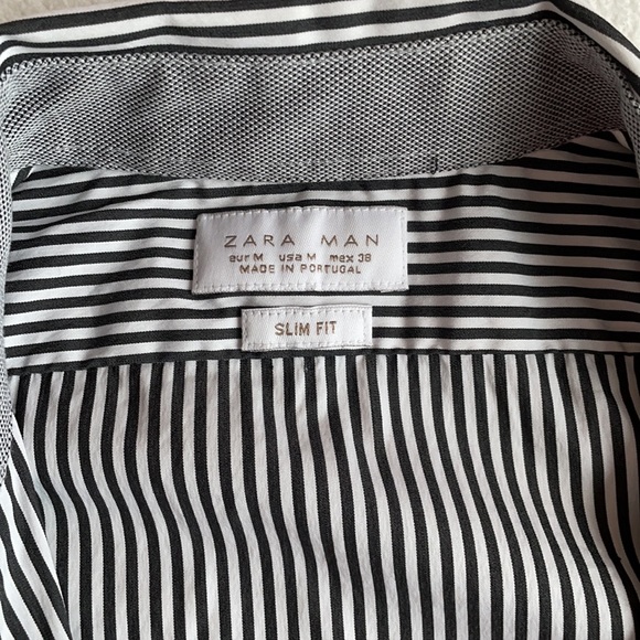 Zara striped dress shirt - grey and white, size M slim fit - Picture 2 of 4